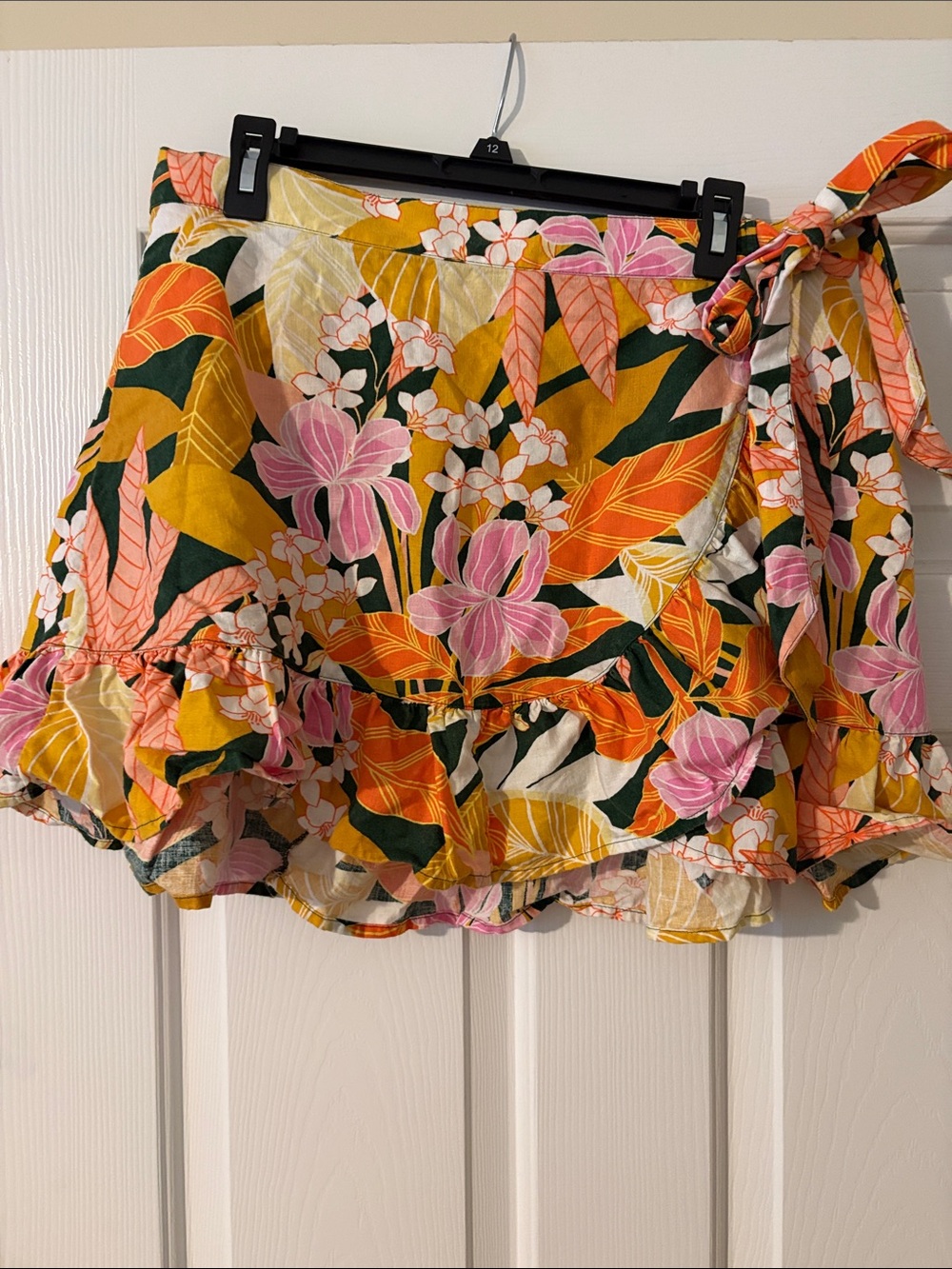 Aerie Floral Ruffle Wrap Skirt — Yellow Multi